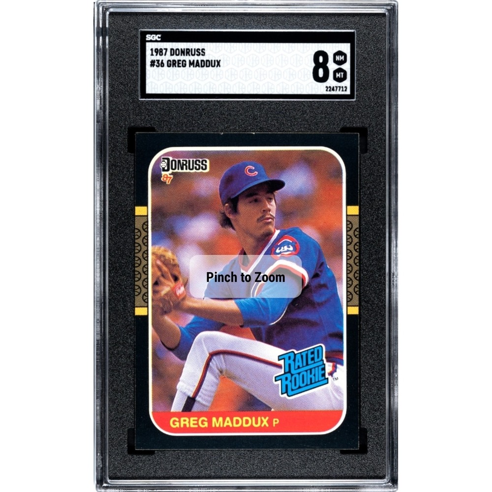1987 Donruss - Rated Rookie Greg Maddux #36 (RC) - SGC 8
